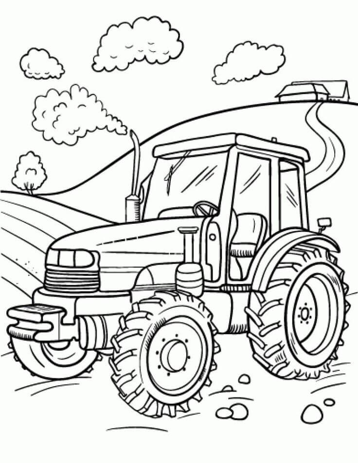 Dessin à colorier Tracteur #172561 issu de la collection Transport, prêt à imprimer