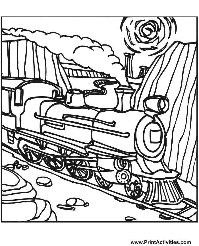 Dessin à colorier: Train / Locomotive (Transport) #135050 - Coloriages à Imprimer Gratuits
