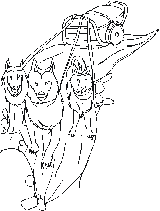 Dessin à colorier: Traineau à chien (Transport) #142636 - Coloriages à Imprimer Gratuits
