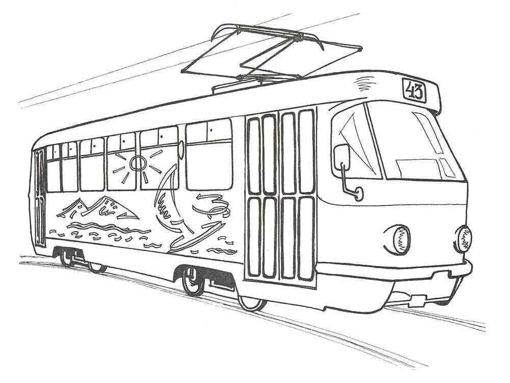 Coloriage à imprimer Tramway #210536 de la série Transport, gratuit pour enfants et adultes