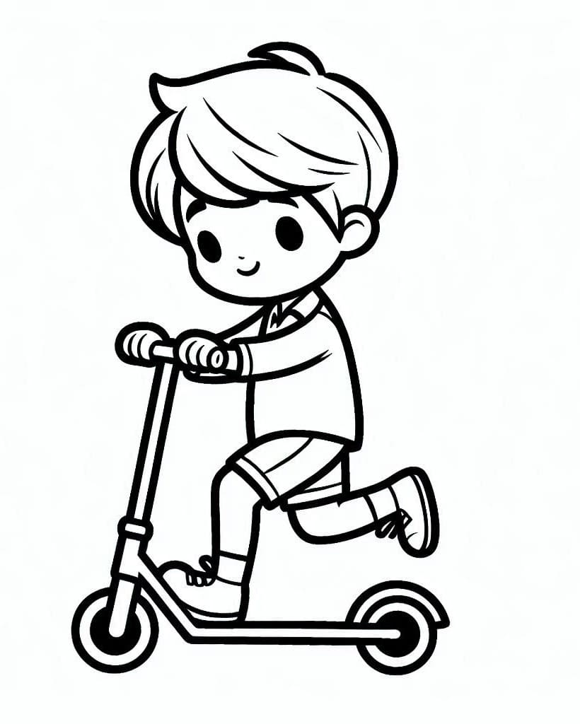 Dessin à colorier Trottinette #215222 issu de la collection Transport, prêt à imprimer