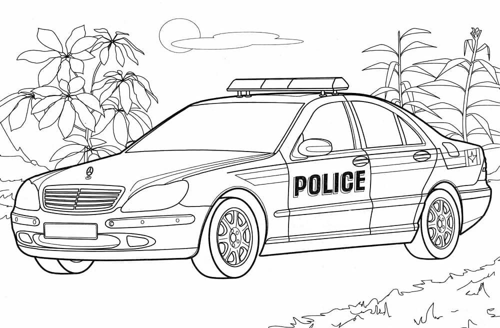 Dessin Voiture de police #198550 à colorier de la série Transport, gratuit à télécharger et imprimer