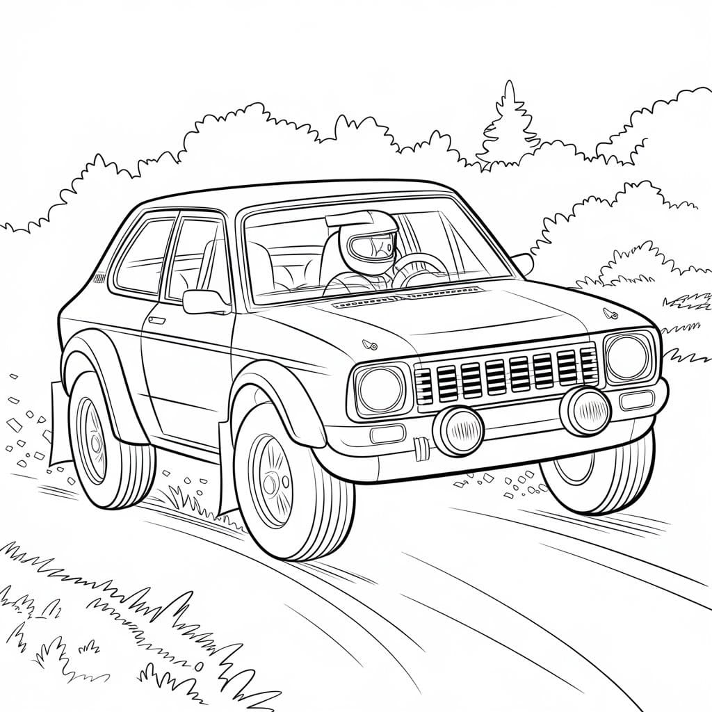 Joli coloriage Voiture de Rallye #217339 de la collection Transport, prêt à imprimer pour petits et grands