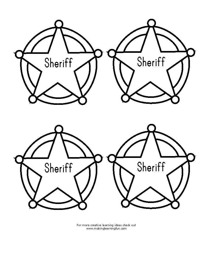 Free printable Sherrif star coloring page #118703 from Objects collection