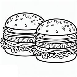 Coloriage Hamburger (Alimentation et Nutrition) #186744 à imprimer et colorier