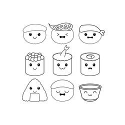 Coloriage Kawaii Nourriture (Alimentation et Nutrition) #209275 à imprimer et colorier