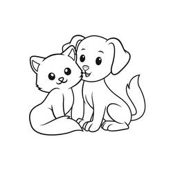 Coloriage Chien et Chat (Animaux) #211024 à imprimer et colorier