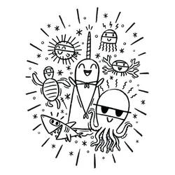 Coloriage Narval (Animaux) #186654 à imprimer et colorier