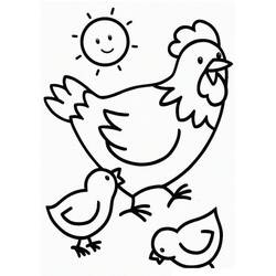 Coloriage Poule et Poussin (Animaux) #193166 à imprimer et colorier