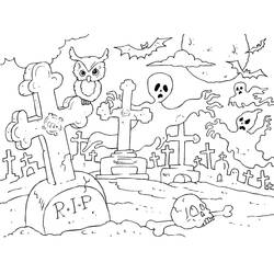 Coloriage Cimetière (Bâtiments et Architecture) #204228 à imprimer et colorier