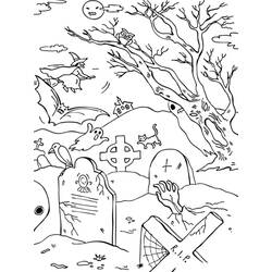 Coloriage Cimetière (Bâtiments et Architecture) #204230 à imprimer et colorier