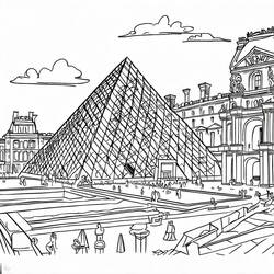 Le Louvre - Coloriages gratuits à imprimer