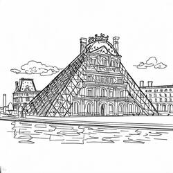 Coloriage Le Louvre (Bâtiments et Architecture) #185420 à imprimer et colorier