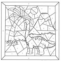 Dinosaures Coloriage par Numéro - Coloriages gratuits à imprimer