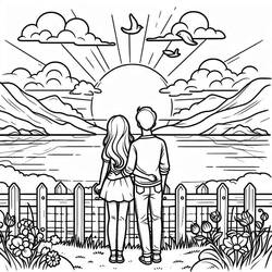 Coucher de Soleil - Coloriages gratuits à imprimer