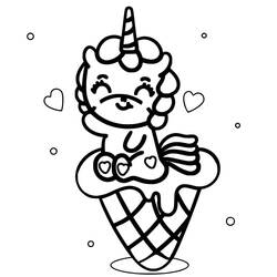 Coloriage Licorne Kawaii (Personnages) #209305 à imprimer et colorier