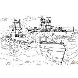 Coloriage Bateau de guerre (Transport) #138629 à imprimer et colorier