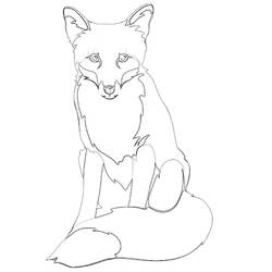 キツネ (動物)ぬりえ #14969 印刷して色を塗る