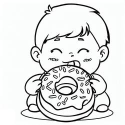 Dessin à colorier: Donut (Beigne) (Alimentation et Nutrition) #190505 - Coloriages à Imprimer Gratuits