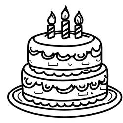 Dessin à colorier: Gâteau Anniversaire (Alimentation et Nutrition) #201104 - Coloriages à Imprimer Gratuits