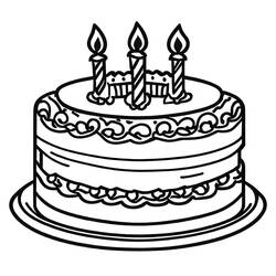 Dessin à colorier: Gâteau Anniversaire (Alimentation et Nutrition) #201105 - Coloriages à Imprimer Gratuits