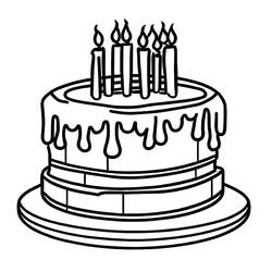 Dessin à colorier: Gâteau Anniversaire (Alimentation et Nutrition) #201106 - Coloriages à Imprimer Gratuits