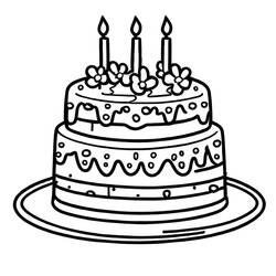 Dessin à colorier: Gâteau Anniversaire (Alimentation et Nutrition) #201108 - Coloriages à Imprimer Gratuits