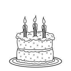 Dessin à colorier: Gâteau Anniversaire (Alimentation et Nutrition) #201109 - Coloriages à Imprimer Gratuits