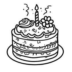 Dessin à colorier: Gâteau Anniversaire (Alimentation et Nutrition) #201110 - Coloriages à Imprimer Gratuits