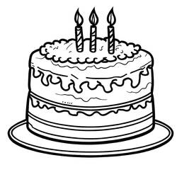Dessin à colorier: Gâteau Anniversaire (Alimentation et Nutrition) #201111 - Coloriages à Imprimer Gratuits