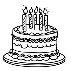 Dessin à colorier: Gâteau Anniversaire (Alimentation et Nutrition) #201112 - Coloriages à Imprimer Gratuits