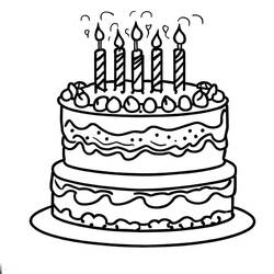 Dessin à colorier: Gâteau Anniversaire (Alimentation et Nutrition) #201113 - Coloriages à Imprimer Gratuits