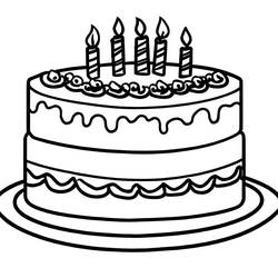 Dessin à colorier: Gâteau Anniversaire (Alimentation et Nutrition) #201116 - Coloriages à Imprimer Gratuits