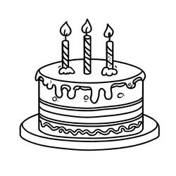 Dessin à colorier: Gâteau Anniversaire (Alimentation et Nutrition) #201117 - Coloriages à Imprimer Gratuits
