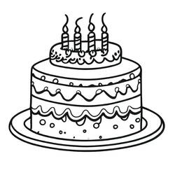 Dessin à colorier: Gâteau Anniversaire (Alimentation et Nutrition) #201118 - Coloriages à Imprimer Gratuits