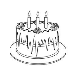 Dessin à colorier: Gâteau Anniversaire (Alimentation et Nutrition) #201121 - Coloriages à Imprimer Gratuits