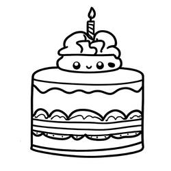 Dessin à colorier: Gâteau Anniversaire (Alimentation et Nutrition) #201126 - Coloriages à Imprimer Gratuits