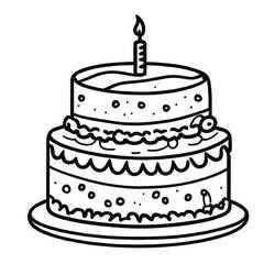 Dessin à colorier: Gâteau Anniversaire (Alimentation et Nutrition) #201127 - Coloriages à Imprimer Gratuits