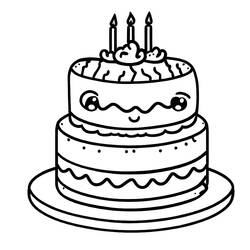 Dessin à colorier: Gâteau Anniversaire (Alimentation et Nutrition) #201128 - Coloriages à Imprimer Gratuits