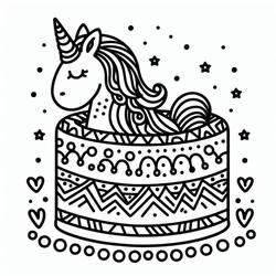 Dessin à colorier: Gâteau Licorne (Alimentation et Nutrition) #212731 - Coloriages à Imprimer Gratuits