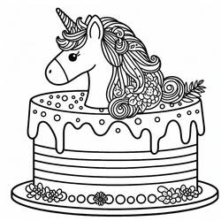 Dessin à colorier: Gâteau Licorne (Alimentation et Nutrition) #212733 - Coloriages à Imprimer Gratuits