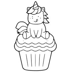 Dessin à colorier: Gâteau Licorne (Alimentation et Nutrition) #212735 - Coloriages à Imprimer Gratuits