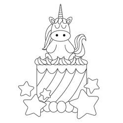 Dessin à colorier: Gâteau Licorne (Alimentation et Nutrition) #212736 - Coloriages à Imprimer Gratuits
