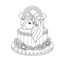 Dessin à colorier: Gâteau Licorne (Alimentation et Nutrition) #212738 - Coloriages à Imprimer Gratuits