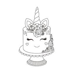 Dessin à colorier: Gâteau Licorne (Alimentation et Nutrition) #212739 - Coloriages à Imprimer Gratuits