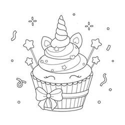 Dessin à colorier: Gâteau Licorne (Alimentation et Nutrition) #212741 - Coloriages à Imprimer Gratuits