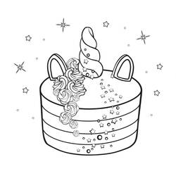 Dessin à colorier: Gâteau Licorne (Alimentation et Nutrition) #212742 - Coloriages à Imprimer Gratuits