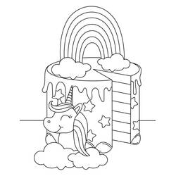 Dessin à colorier: Gâteau Licorne (Alimentation et Nutrition) #212743 - Coloriages à Imprimer Gratuits