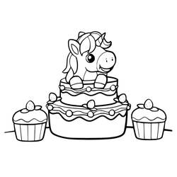 Dessin à colorier: Gâteau Licorne (Alimentation et Nutrition) #212744 - Coloriages à Imprimer Gratuits
