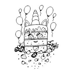 Dessin à colorier: Gâteau Licorne (Alimentation et Nutrition) #212745 - Coloriages à Imprimer Gratuits